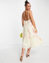 Thumbnail for your product : ASOS EDITION embroidered applique cami midi dress in lemon