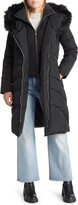 Thumbnail for your product : Cole Haan Hooded Taffeta Down Coat with Bib & Faux Fur Trim