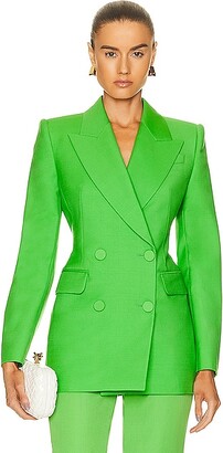 Alexander McQueen Fitted Double Breasted Jacket in Green