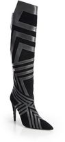 Thumbnail for your product : Pierre Hardy Chevron Suede & Leather Over-The-Knee Boots