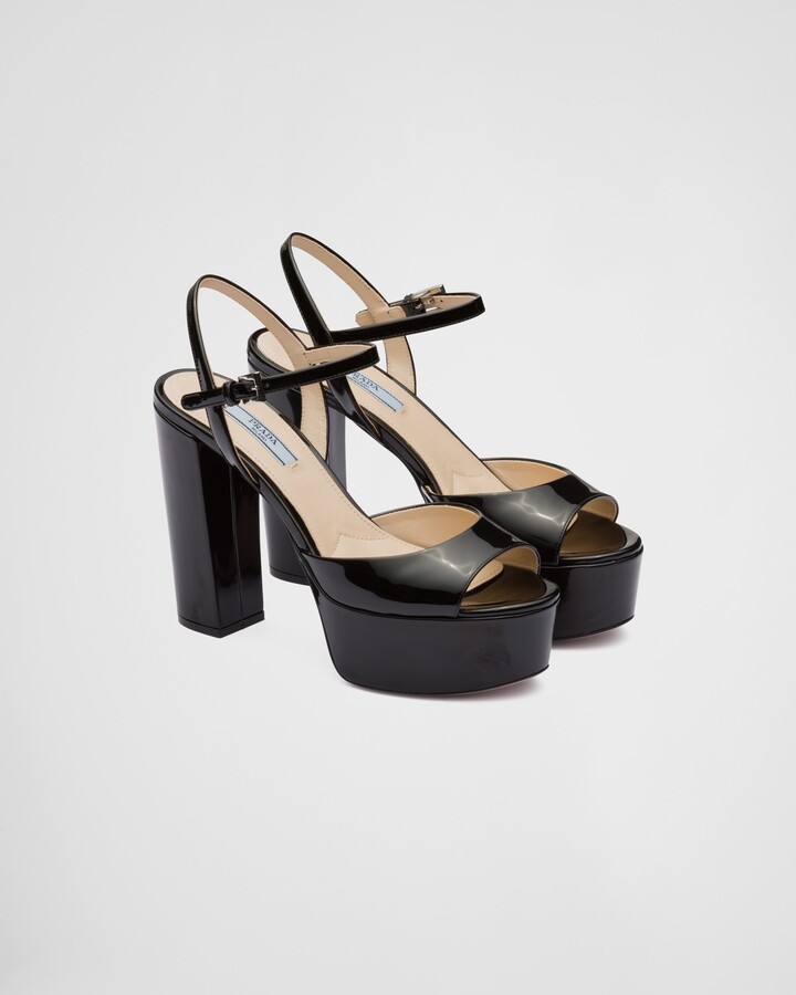 Prada High-heeled patent leather sandals ShopStyle