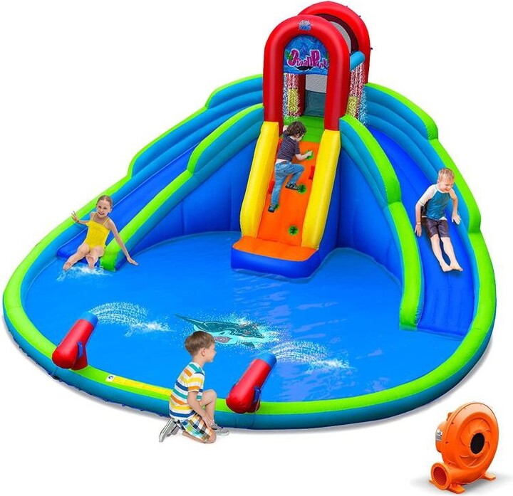 Mecale Inflatable Water Park Waterslide for Kids Backyard with 780W Air Blower