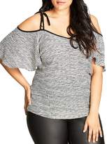Thumbnail for your product : City Chic Cold Shoulder Flutter Sleeve Top