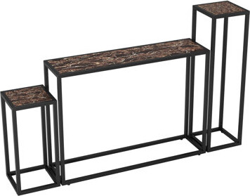 Latitude Run 3-Piece Narrow Table Set For Entrance Hall Industrial Corridor And Living Room With High-End Edge Wrapped Design