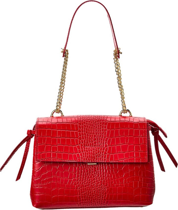 Italian Leather Top Handle CrocEmbossed Shoulder Bag ShopStyle