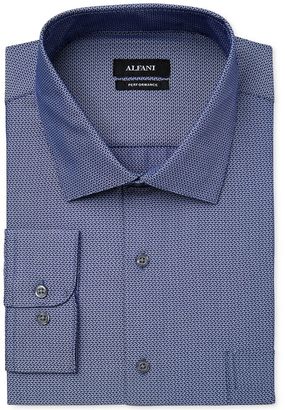Alfani BLACK Men's Big and Tall Fitted Fit Performance Blue Texture Dress Shirt, Only at Macy's