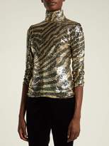 Thumbnail for your product : Dolce & Gabbana Sequin Zebra Pattern High Neck Top - Womens - Animal