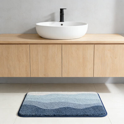 East Urban Home Premium Bathroom Rug And Bath Mat Set Super Absorbent And Quick-Dry Non-Slip Floor Mat For Shower Toilet And Vanity Areas