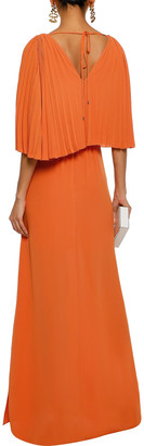 Halston Layered Pleated Crepe Gown