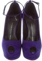 Thumbnail for your product : Giuseppe Zanotti Suede Peep-Toe Pumps