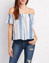 Thumbnail for your product : Charlotte Russe Striped Off-The-Shoulder Top