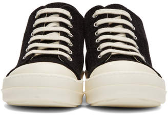 Rick Owens Black Stretch Velour Low Sneakers