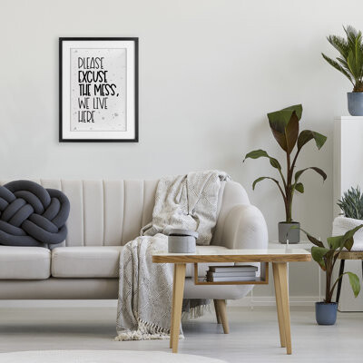 Ebern Designs Excuse the Mess Bold Framed Print Under Glass, design by Martina Pavlova