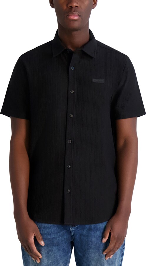 Karl Lagerfeld Paris Men's Regular-Fit Solid Textured Button-Down Shirt