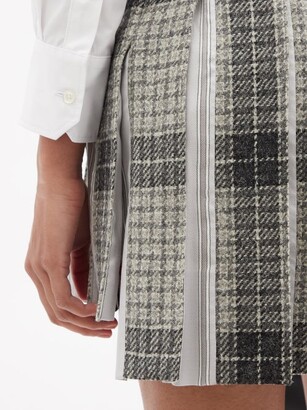Thom Browne Pleated Windowpane-check Wool-twill Skirt - Grey