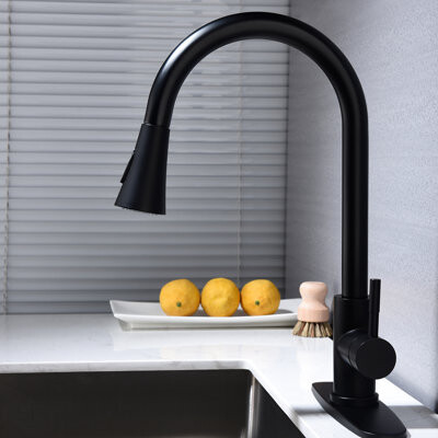 Kitchen Faucet With Pull Out - Single Lever Design For Convenient Water Use, 360 Rotating High Arc Nozzle, Stainless Steel Construction, Dirt Surface,