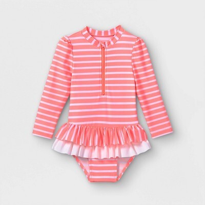 Toddler Girls' Striped Zip-Front One Piece Rash Guard - Cat & Jack™