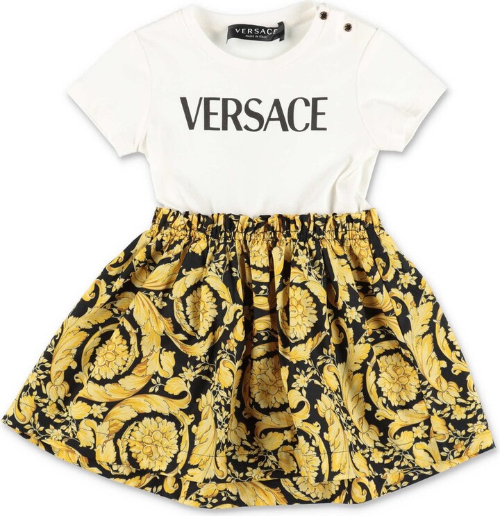 Versace Children Logo Printed Baroque Pattern Dress ShopStyle