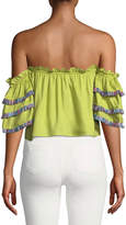 Thumbnail for your product : Red Carter Off-The-Shoulder Tasseled Crop Top