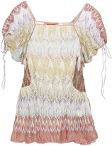 Thumbnail for your product : Missoni Gathered Metallic Crochet-knit Blouse