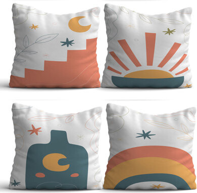 SpiritHome 4 Pieces Washable & Ironable Cushion Cover Set