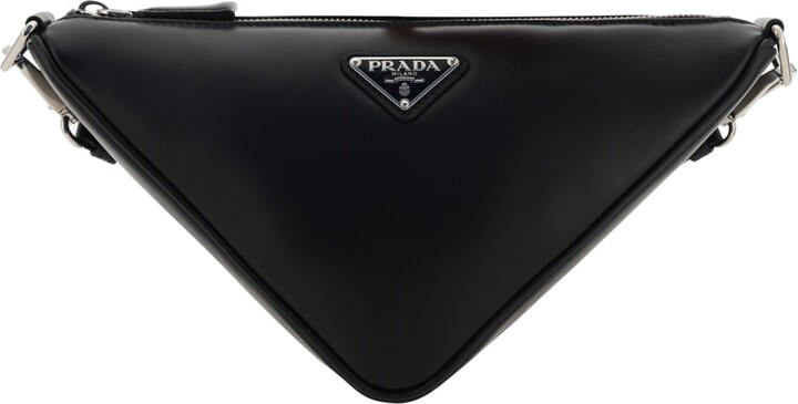 Prada - Men's Medium Brique Brushed Leather Bag Messenger - Black - Synthetic