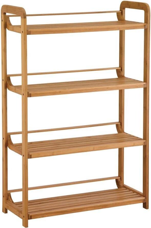 Organize It All 27.75 in. W x 41.13 in. H x 12 in. D Deluxe Bamboo Wood Finish Decorative Bathroom 4-Tier Shelf Shelving Unit