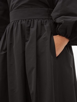 Valentino Ruffled-hem Cotton-blend Faille Midi Skirt - Black