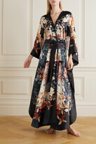 Thumbnail for your product : MENG Belted Floral-print Silk-satin Robe