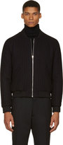 Thumbnail for your product : J.W.Anderson Navy & Brown Striped Wool Bomber Jacket