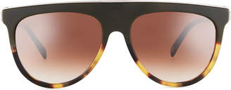 Balmain Flattop Two-Tone Acetate Aviator-Style Sunglasses, Beige