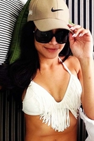 Thumbnail for your product : L-Space Swimwear Audrey Triangle Fringe Top in White