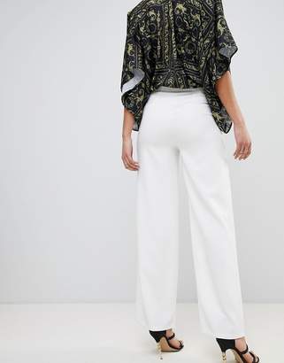Flounce London Wide Leg Tailored Trouser with Gold Button Detail