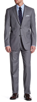Hart Schaffner Marx Grey Pinstripe Two Button Notch Collar Wool Suit