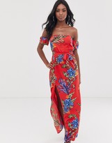 Thumbnail for your product : Influence Tall off shoulder maxi dress in bold floral print