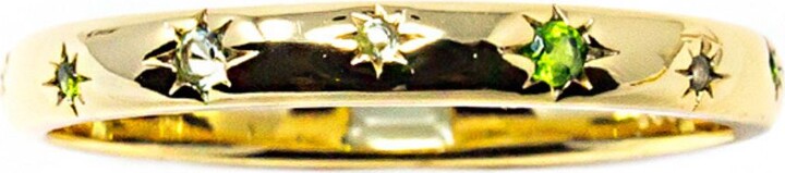 Nasi Silver Green Scatter Band Both Sides Now Ring Earth Edition Star Ring, Gold