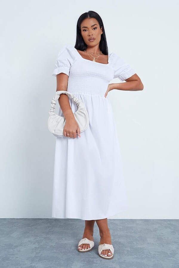 white midi dress plus size
