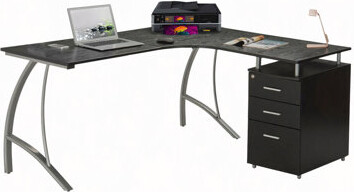 Ivy Bronx Modern L- Shaped Computer Desk With File Cabinet And Storage