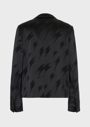 Emporio Armani Satin Double-Breasted Jacket With Jacquard Motif