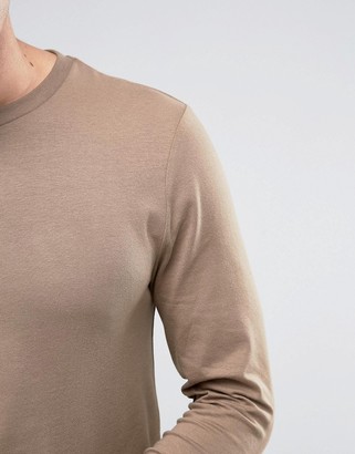 ASOS Longline Muscle Long Sleeve T-Shirt In Tan