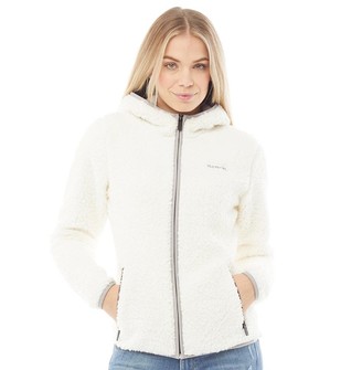 Bench Womens Monroe Sherpa Fleece Zip Through Hoodie Winter White