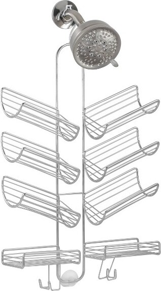 Oumilen Over The Door Shower Caddy, 5-Tier Adjustable Hanging Shower Organizer Rustproof Metal, Silver