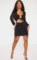 Thumbnail for your product : PrettyLittleThing Shape Black Slinky Tie Front Ruched Bodycon Dress