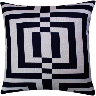 SallieDuncanDesigns Labrinth Navy/Cream Outdoor Square Pillow Cover & Insert