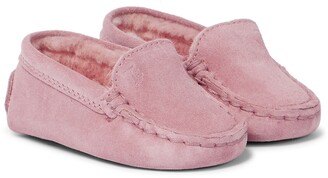 Tod's Junior Baby Gommino suede and shearling loafers