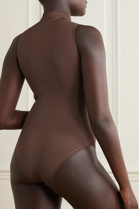 Fits Everybody stretch-satin jersey thong bodysuit - Umber