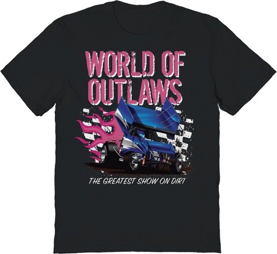 Woo WooMen'sWorldOfOutlawsGrungeLogoShortSleeveGraphicCottonT-Shirt-BlackS