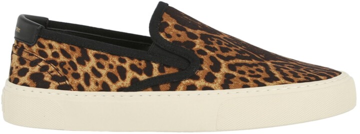 SALE  Ladies Spot On leopard print textile slip on court shoe F9526 