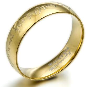 Gemini Custom Dome Court Shape 18K Gold Filled Anniversary Wedding Titanium Rings width 4mm US Size 5.75 Valentine's Day Gift
