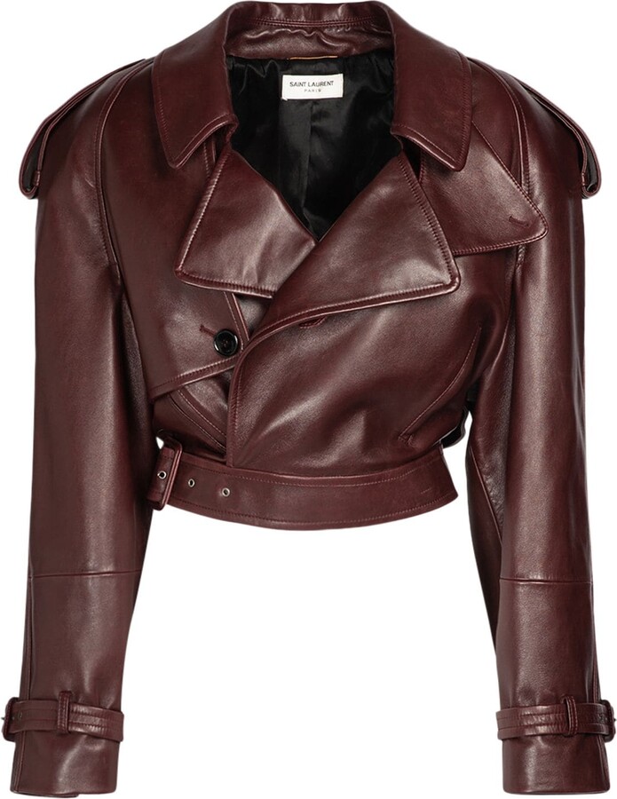 Saint Laurent Cropped leather jacket - ShopStyle